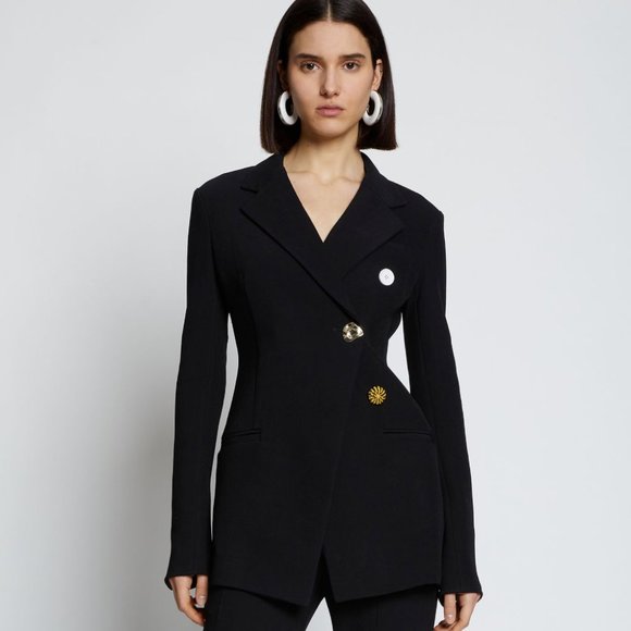 PROENZA SCHOULER Asymmetric Textured Suiting Blazer Jacket - Picture 2 of 15